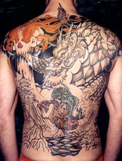 PJ's full back tattoo in progress