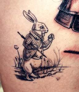 White rabbit tattoo