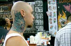 Skull on neck body art
