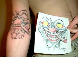 Clown face tattoo